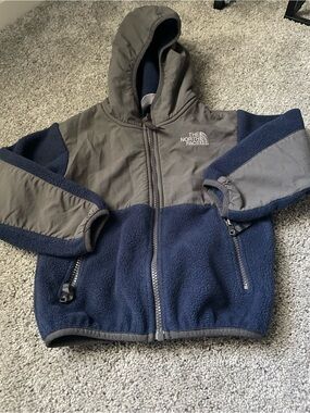 The North Face Kids Navy and Gray Hooded Puffer-Fleece Jacket